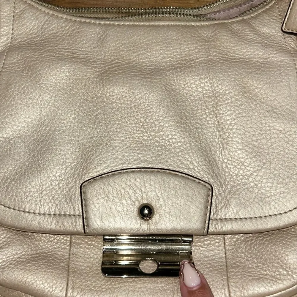 COACH Kristin Leather Shoulder Bag Champagne/Light Pink